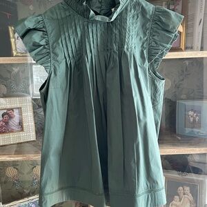 Sea NY Women’s Green Pintuck Flutter Sleeve Top